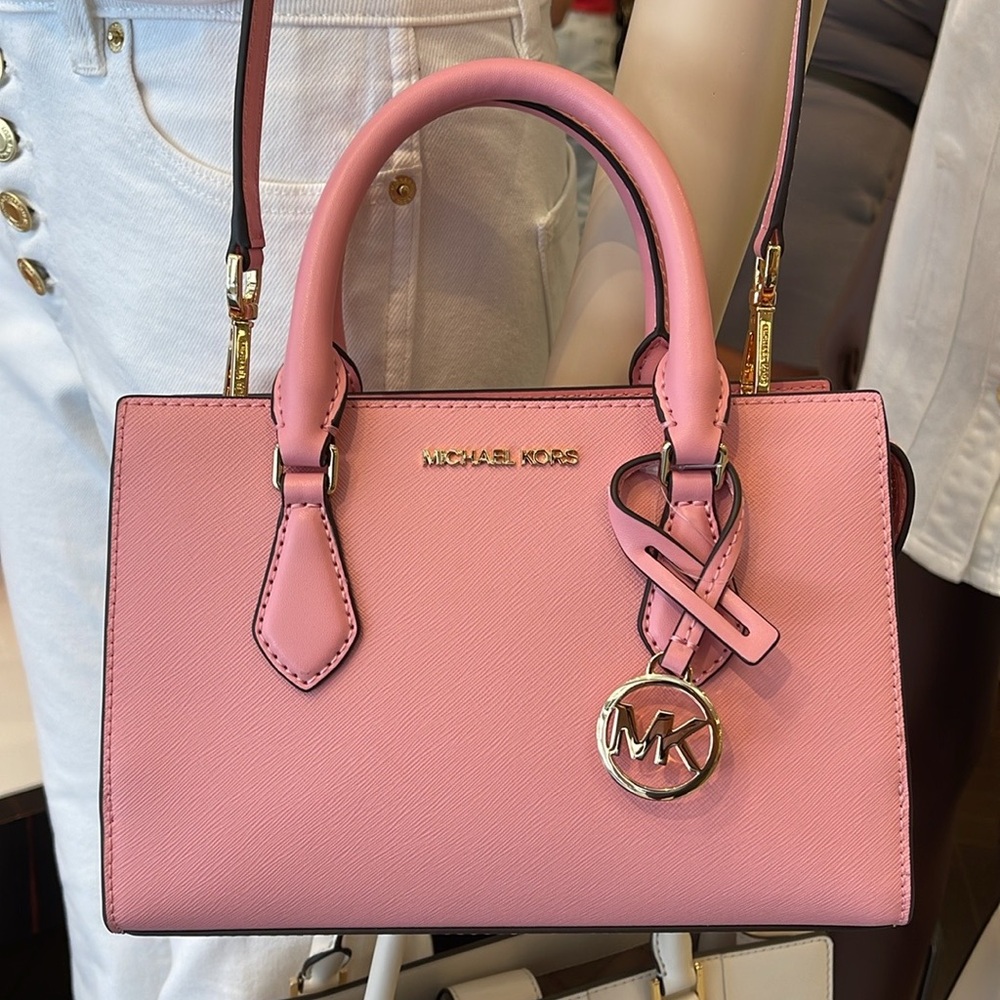 MICHAEL KORS
Sheila Small Faux Saffiano Leather Satchel Crossbody 
Carnation
NWT - Picture 12 of 16